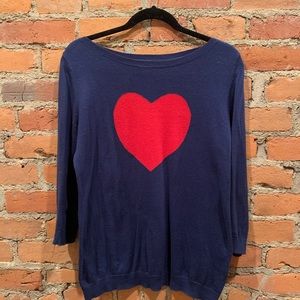 Old Navy Heart Sweater Navy 3/4 Sleeves